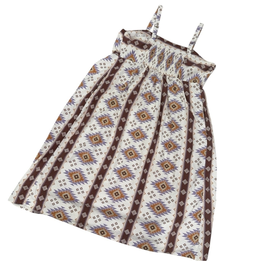 NWOT Sonoma Boho Aztec Midi Dress - w/Pockets, Adjustable Straps, Empire Waist - Picture 2 of 14